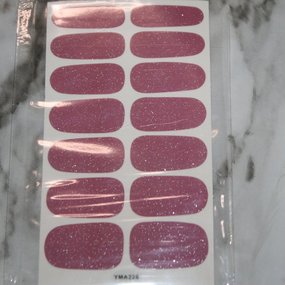 3 for 15 - Nail Wraps Glitter Strips Mixed Design YMA228 Rose Pink